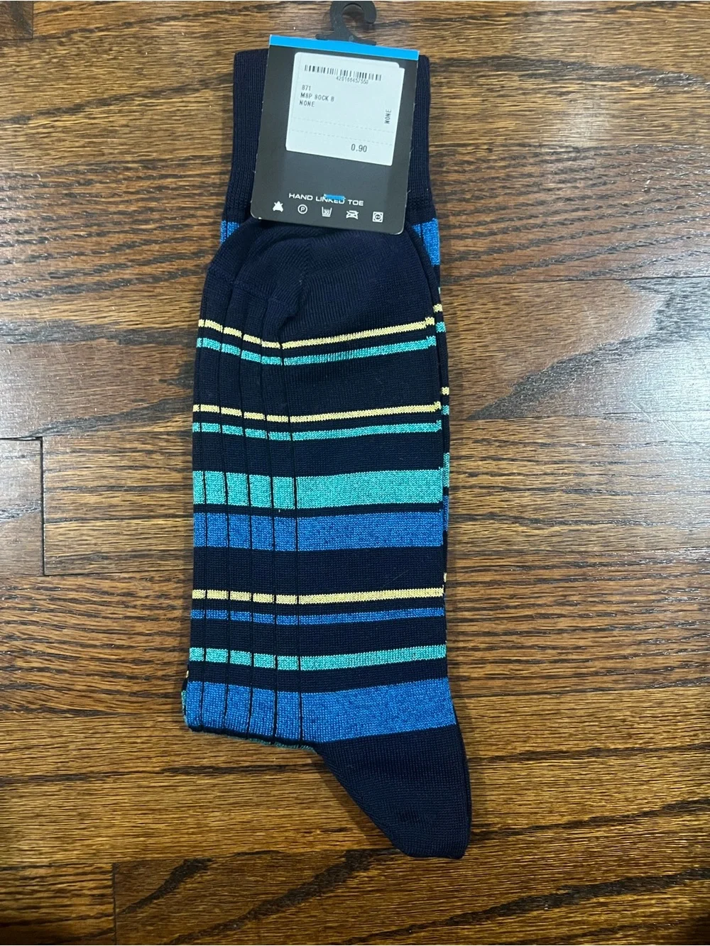Bugatchi Men's Navy Blue Striped Dress Socks